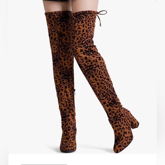 Vepose Over Knee High Leopard Boots NWT - Picture 1 of 12
